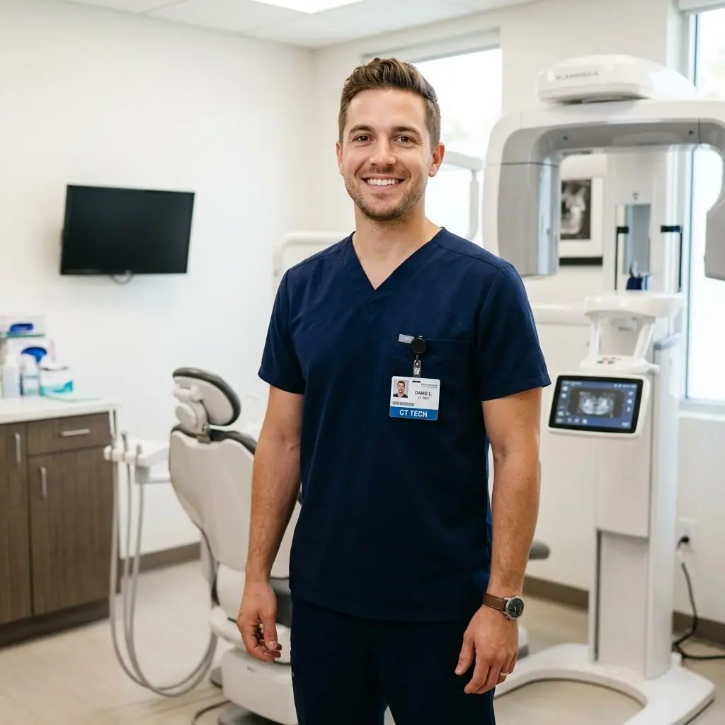 ARRT-certified CT technologist operating CBCT inside the MyNaviScan mobile suite serving Chicagoland